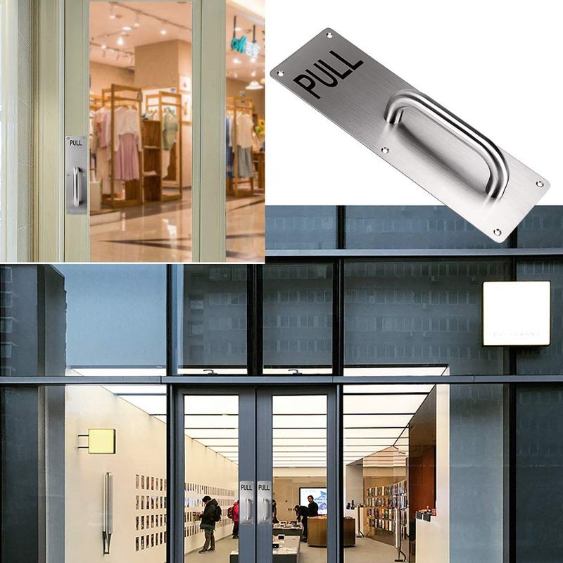 Sumnacon 12 Inch Stainess Steel Door Handle Pull and Push Plate Silver 2 Sets-for Home/Office/Warehouse/Public Places and Suitable of Wooden/Composite Door with Screws - Image 5